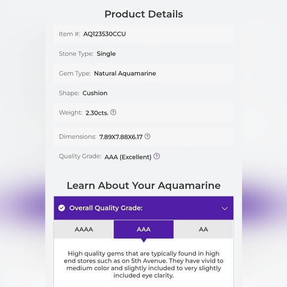 Stunning Antique Cushion Cut Natural Aquamarine - Picture 5 of 7